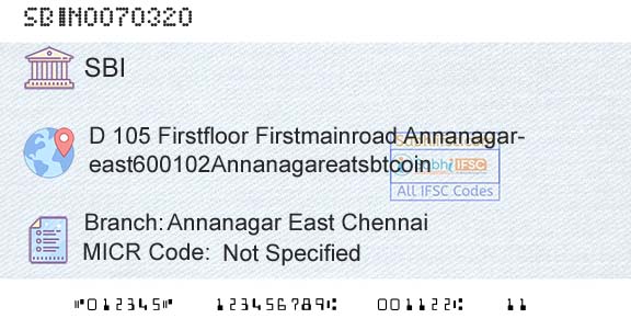 State Bank Of India Annanagar East ChennaiBranch 