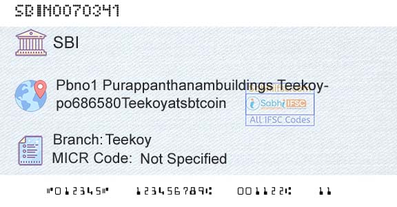State Bank Of India TeekoyBranch 