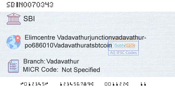 State Bank Of India VadavathurBranch 