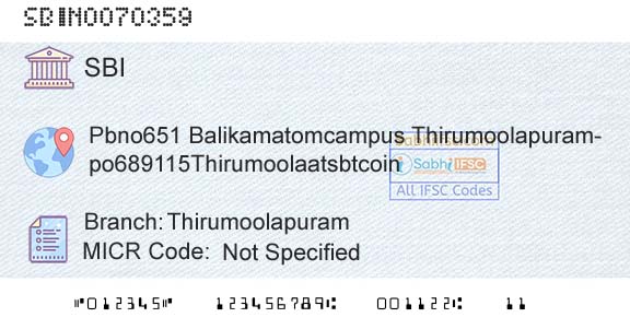 State Bank Of India ThirumoolapuramBranch 