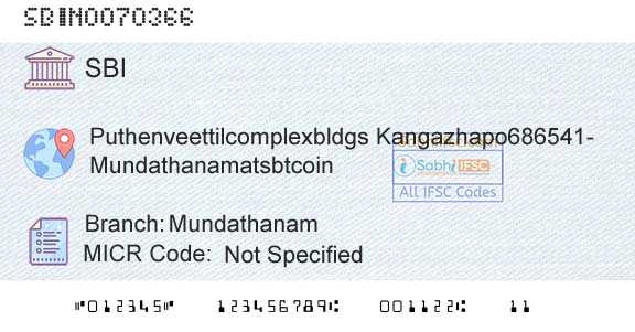 State Bank Of India MundathanamBranch 