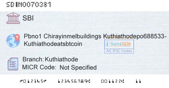 State Bank Of India KuthiathodeBranch 