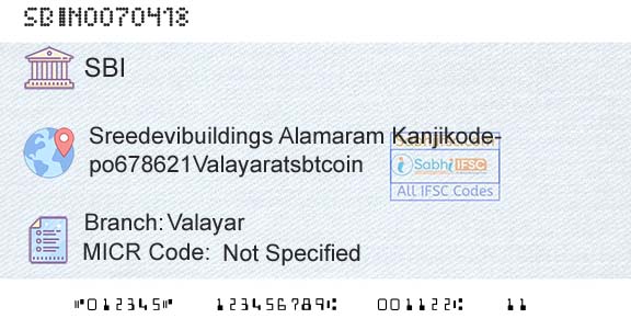 State Bank Of India ValayarBranch 