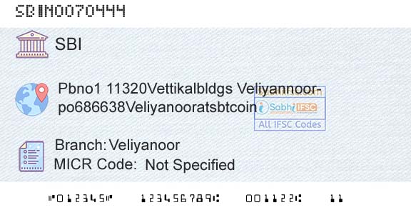 State Bank Of India VeliyanoorBranch 