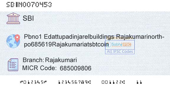 State Bank Of India RajakumariBranch 
