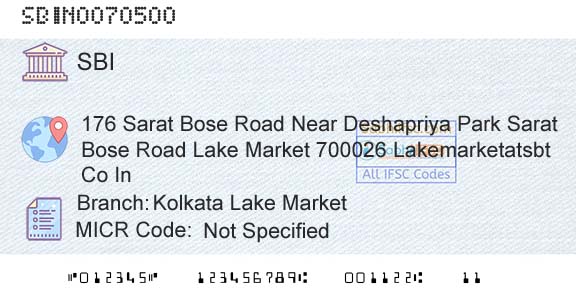 State Bank Of India Kolkata Lake MarketBranch 