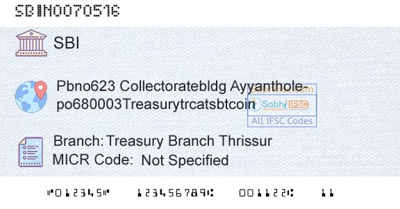 State Bank Of India Treasury Branch ThrissurBranch 