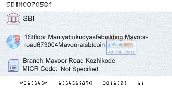 State Bank Of India Mavoor Road KozhikodeBranch 