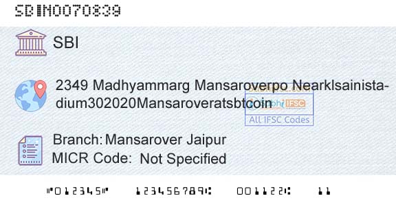 State Bank Of India Mansarover JaipurBranch 