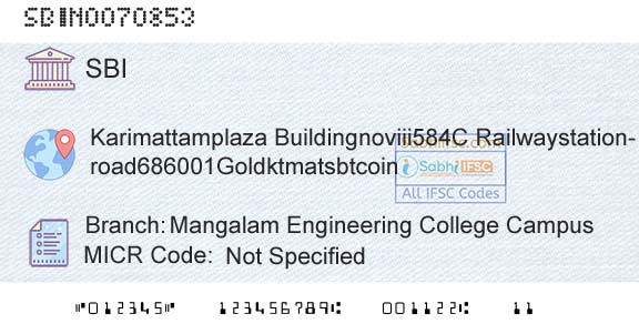 State Bank Of India Mangalam Engineering College Campus Branch 