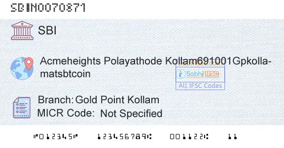 State Bank Of India Gold Point KollamBranch 