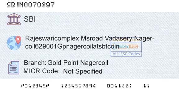 State Bank Of India Gold Point NagercoilBranch 