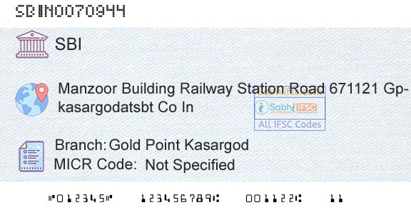 State Bank Of India Gold Point KasargodBranch 