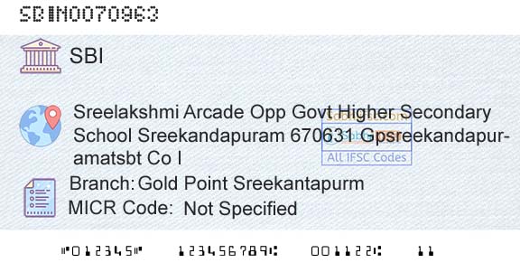 State Bank Of India Gold Point SreekantapurmBranch 