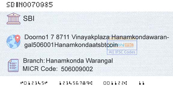 State Bank Of India Hanamkonda WarangalBranch 