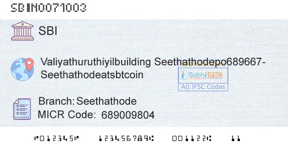State Bank Of India SeethathodeBranch 