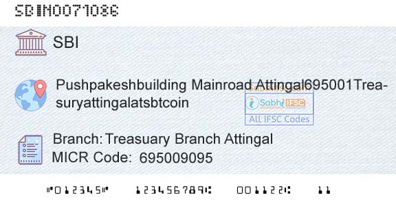 State Bank Of India Treasuary Branch AttingalBranch 