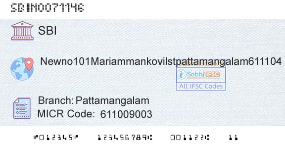 State Bank Of India PattamangalamBranch 
