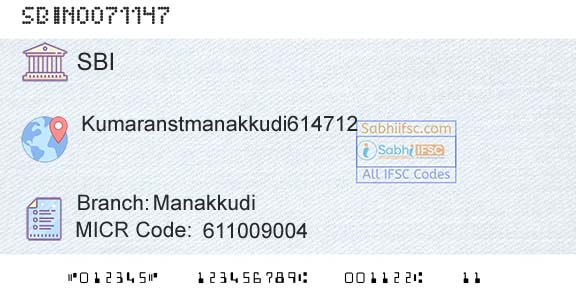 State Bank Of India ManakkudiBranch 