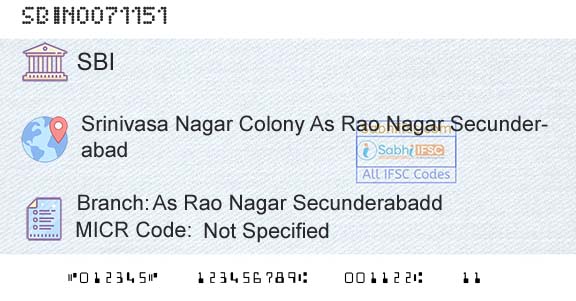 State Bank Of India As Rao Nagar SecunderabaddBranch 