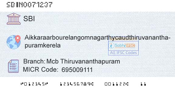 State Bank Of India Mcb ThiruvananthapuramBranch 