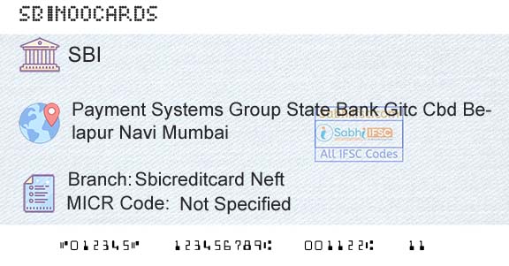 State Bank Of India Sbicreditcard NeftBranch 
