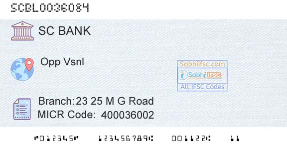 Standard Chartered Bank 23 25 M G RoadBranch 