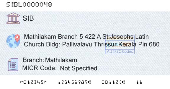 South Indian Bank MathilakamBranch 