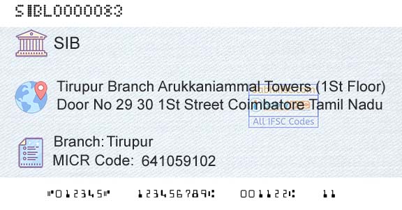 South Indian Bank TirupurBranch 