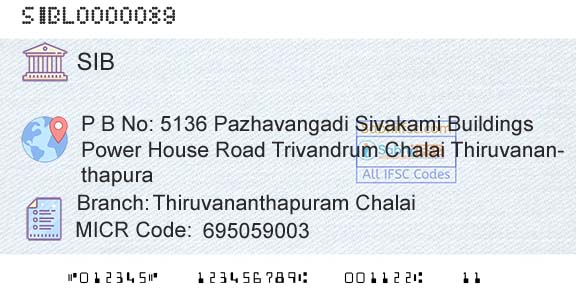 South Indian Bank Thiruvananthapuram ChalaiBranch 