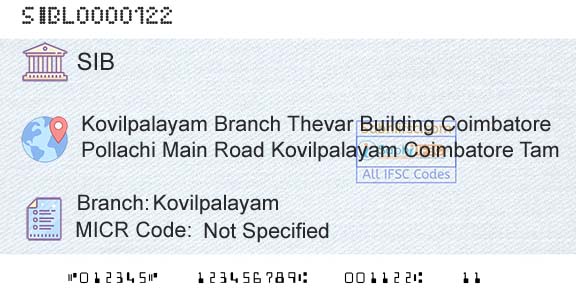 South Indian Bank KovilpalayamBranch 