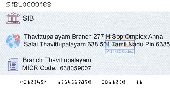 South Indian Bank ThavittupalayamBranch 