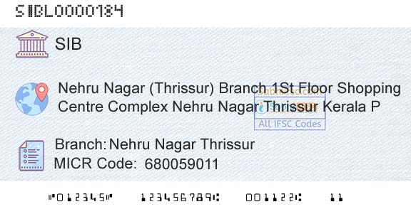 South Indian Bank Nehru Nagar Thrissur Branch 
