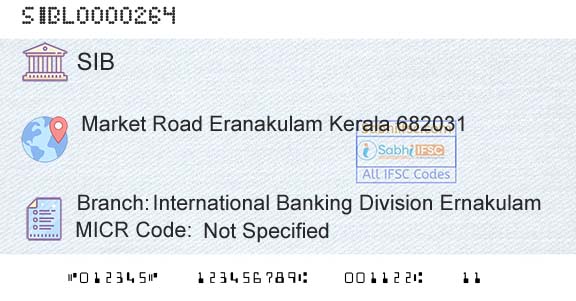 South Indian Bank International Banking Division ErnakulamBranch 