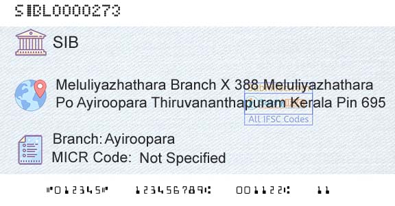 South Indian Bank AyirooparaBranch 