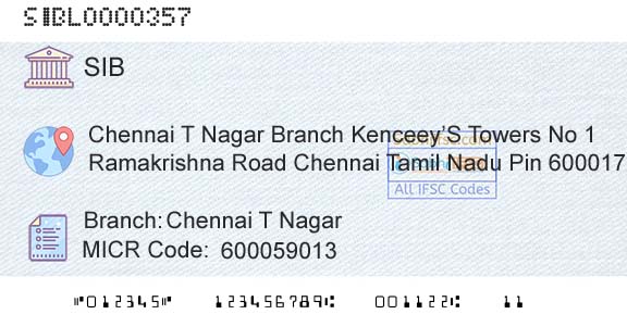 South Indian Bank Chennai T NagarBranch 