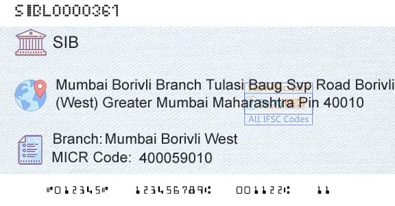 South Indian Bank Mumbai Borivli WestBranch 