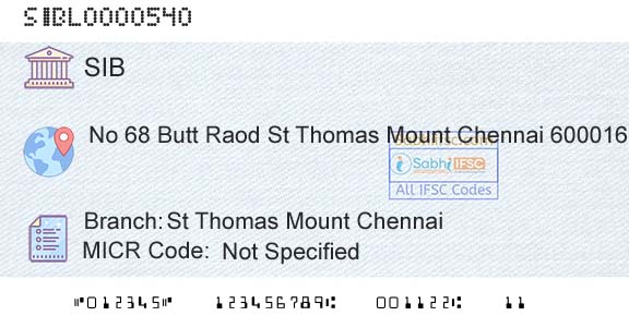 South Indian Bank St Thomas Mount ChennaiBranch 