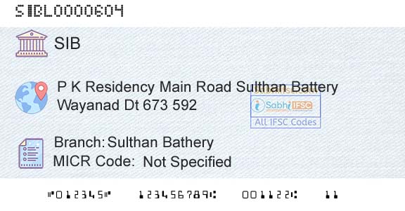 South Indian Bank Sulthan BatheryBranch 