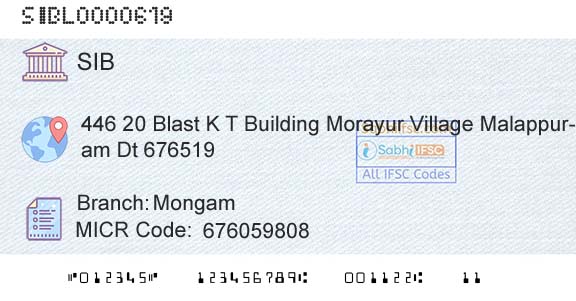 South Indian Bank MongamBranch 