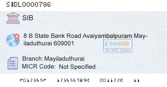 South Indian Bank MayiladuthuraiBranch 