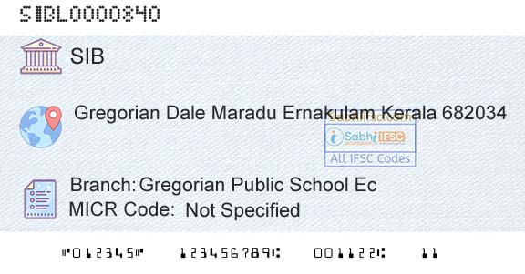 South Indian Bank Gregorian Public School EcBranch 