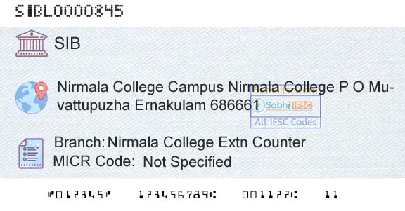 South Indian Bank Nirmala College Extn CounterBranch 