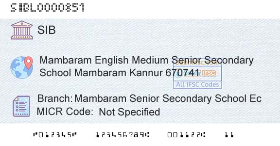 South Indian Bank Mambaram Senior Secondary School EcBranch 