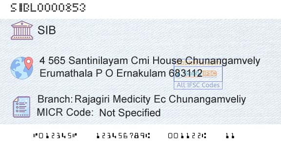 South Indian Bank Rajagiri Medicity Ec ChunangamveliyBranch 