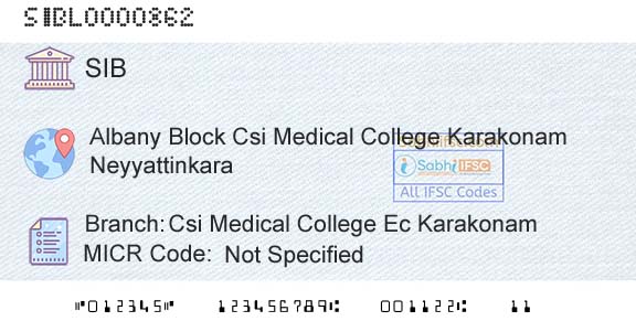 South Indian Bank Csi Medical College Ec KarakonamBranch 