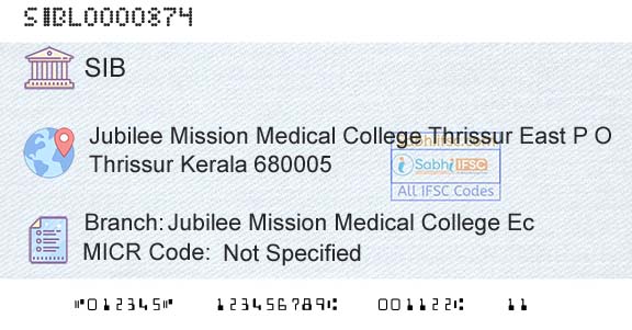 South Indian Bank Jubilee Mission Medical College EcBranch 