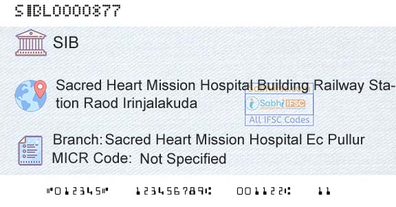 South Indian Bank Sacred Heart Mission Hospital Ec PullurBranch 