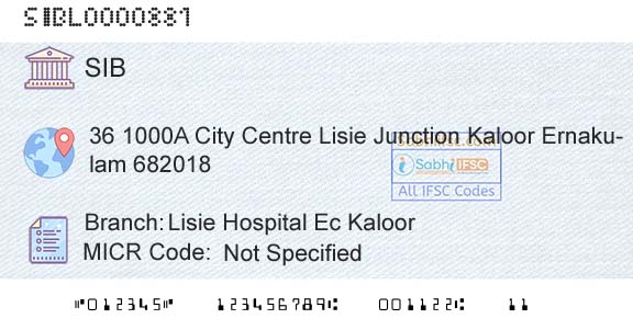 South Indian Bank Lisie Hospital Ec KaloorBranch 