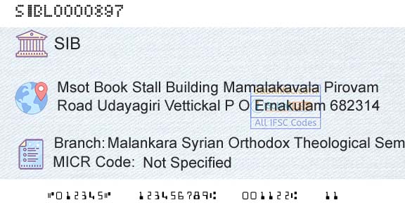 South Indian Bank Malankara Syrian Orthodox Theological Seminary EcBranch 